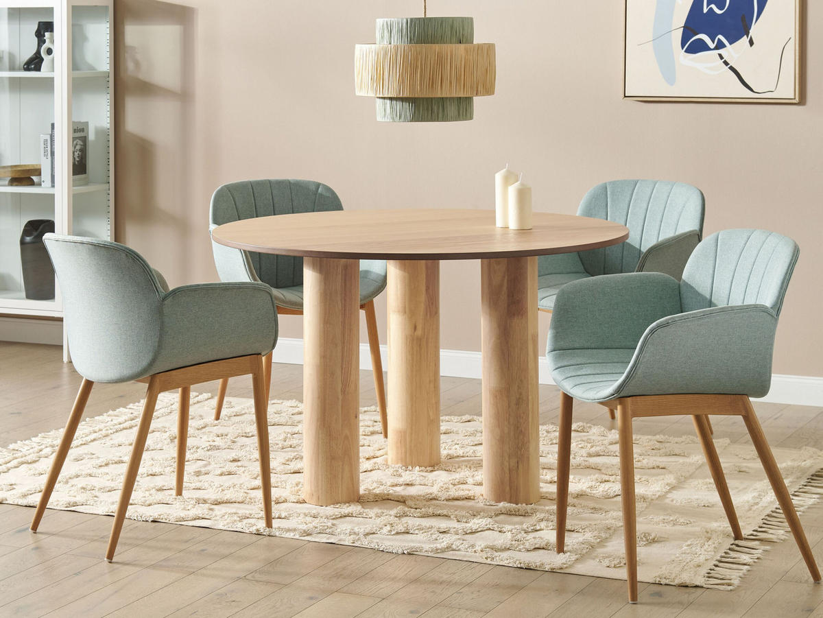 ESSTISCH 120/76 cm Hellbraun Rund Orin - Hellbraun, Holzwerkstoff (120/120/76cm) - Beliani