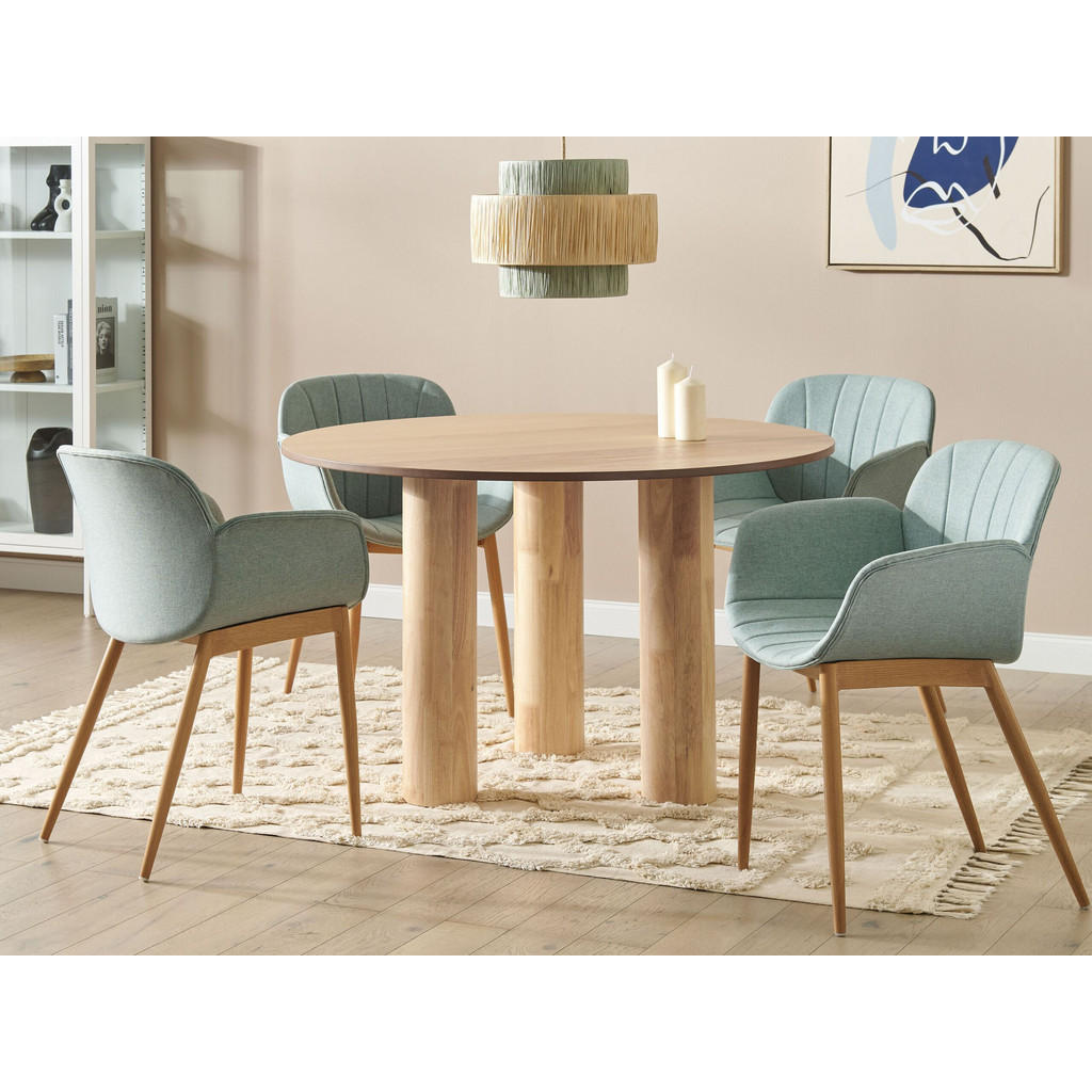 Thumbnail - Beliani Esstisch, Hellbraun, Holzwerkstoff, 4-Sitzer, Rund, 120x76x120 cm, Esszimmer, Tische, Esstische
