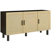 SIDEBOARD DE-11149 3 Korb-Türen Schwarz/Naturholz - Schwarz, Holzwerkstoff (136/70/41cm) - ComfortXL