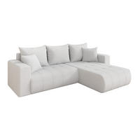 ROHOVÁ SEDAČKA s funkcí spaní, otoman vpravo MILA-L 277x194x86 bílá bouclé - bílá/černá, kompozitní dřevo/textil (277/194cm) - ALTDECOR