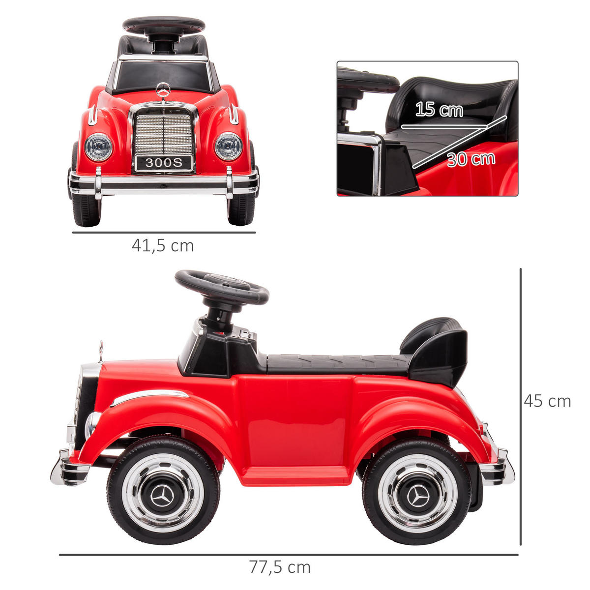 RUTSCHAUTO, Rot, Kunststoff, Metall - Rot, Kunststoff (77.5/41.5/45cm) - AIYAPLAY