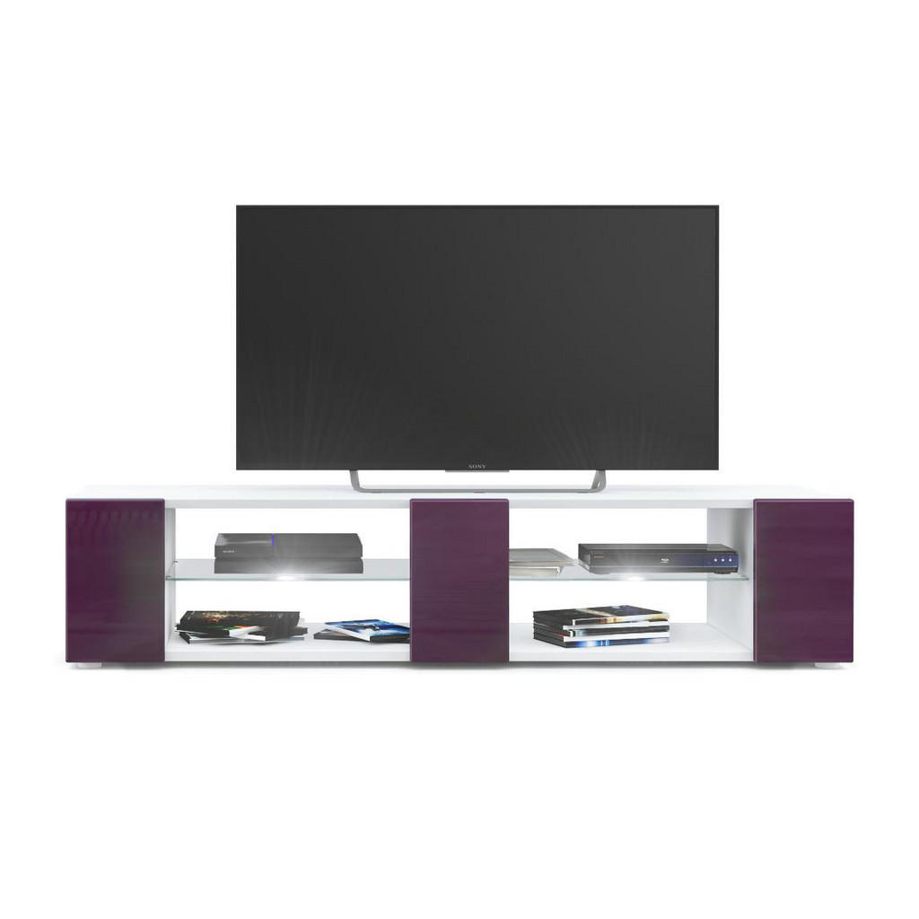 Thumbnail - Vladon Lowboard, Brombeere, Holzwerkstoff, 134x29x39 cm, Wohnzimmer, Wohnwände, Lowboards, Lowboards stehend