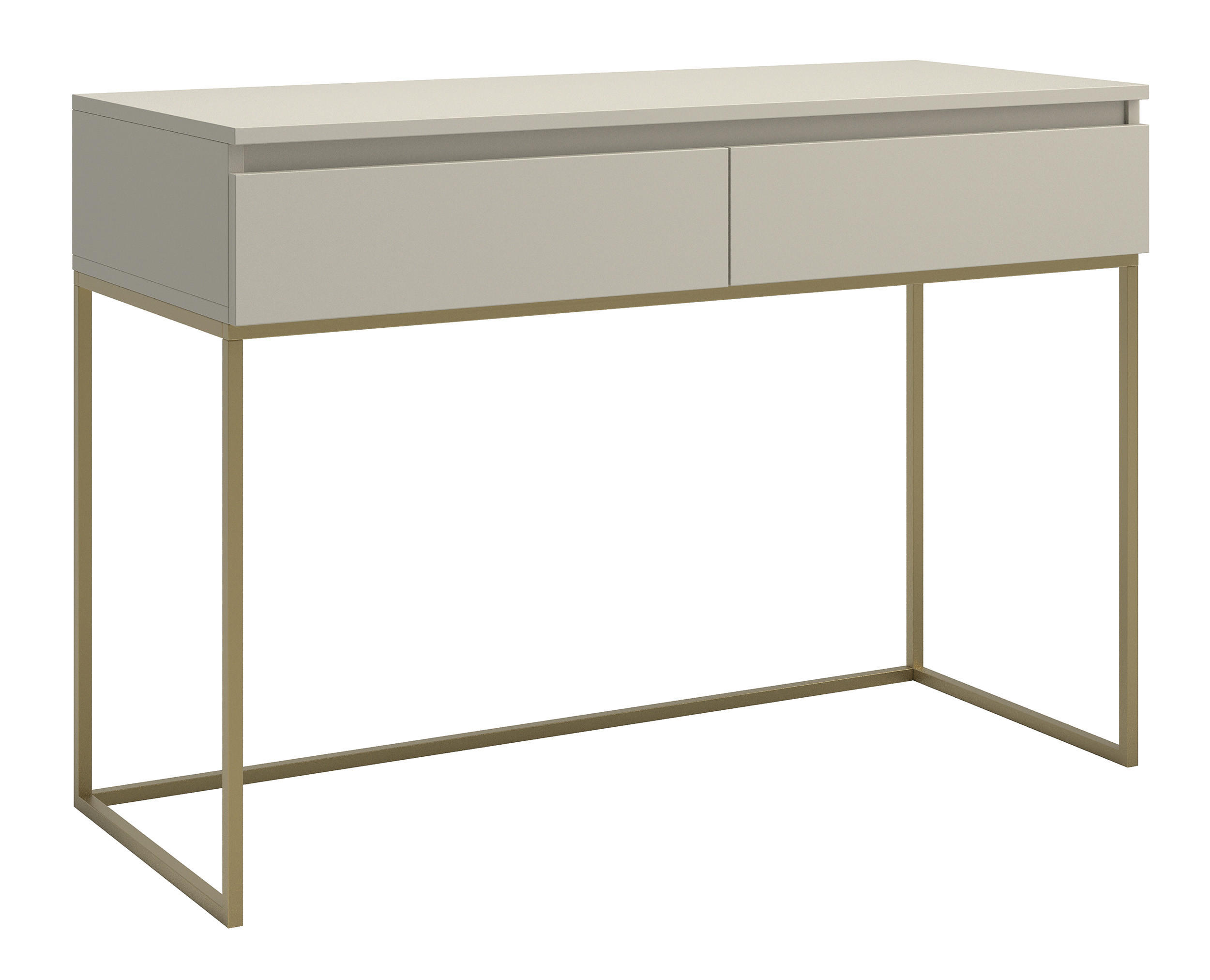 SCHMINKTISCH Bemmi Beige mit goldenen Metallbeinen - Beige/Goldfarben, Holzwerkstoff/Metall (120/80/50cm) - Selsey