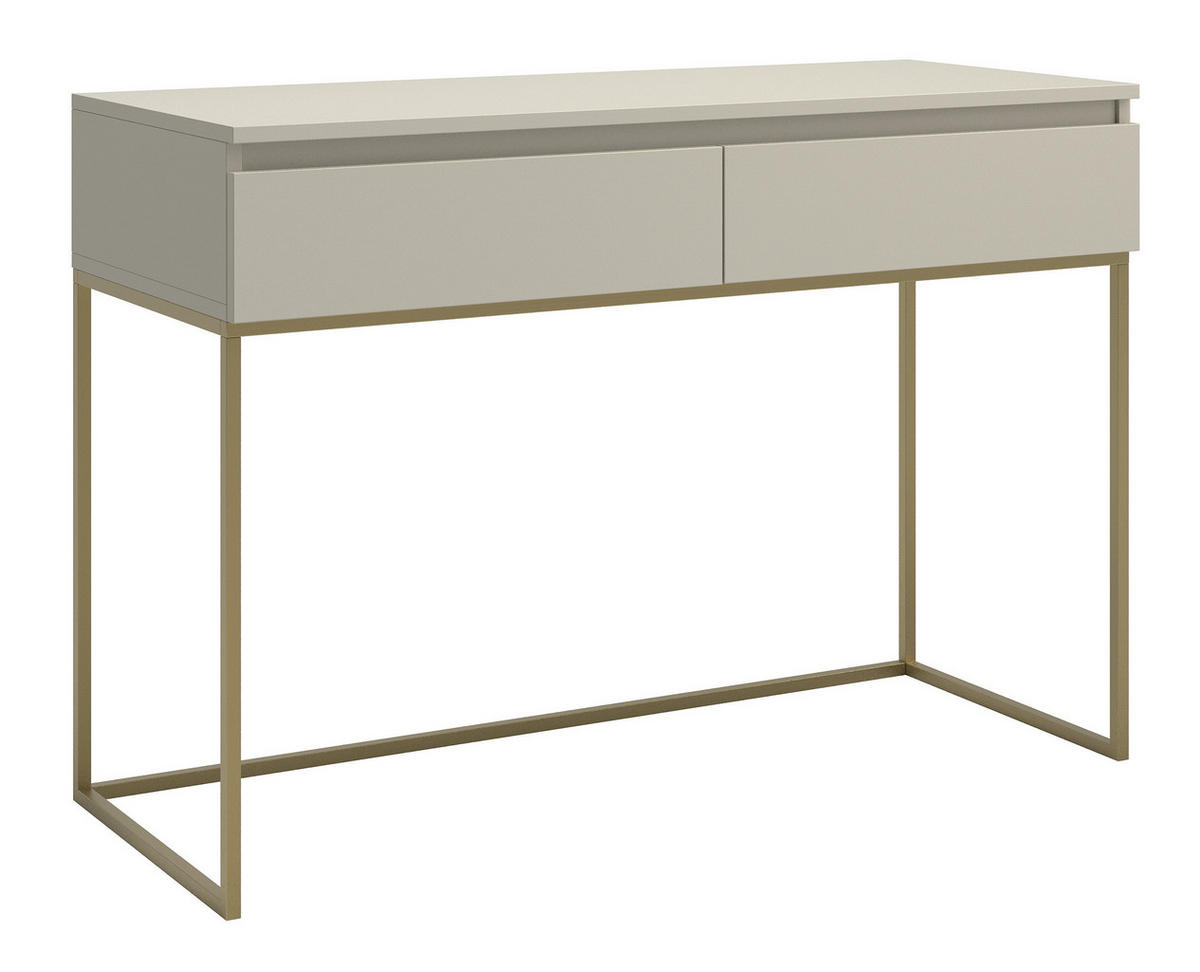 SCHMINKTISCH Bemmi Beige mit goldenen Metallbeinen - Beige/Goldfarben, Holzwerkstoff/Metall (120/80/50cm) - Selsey