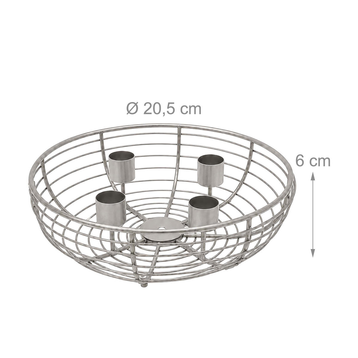 ADVENTSKRANZ Silber Metall 4 Kerzenhalter 6x20,5 cm - Silberfarben, Metall (6cm) - Relaxdays