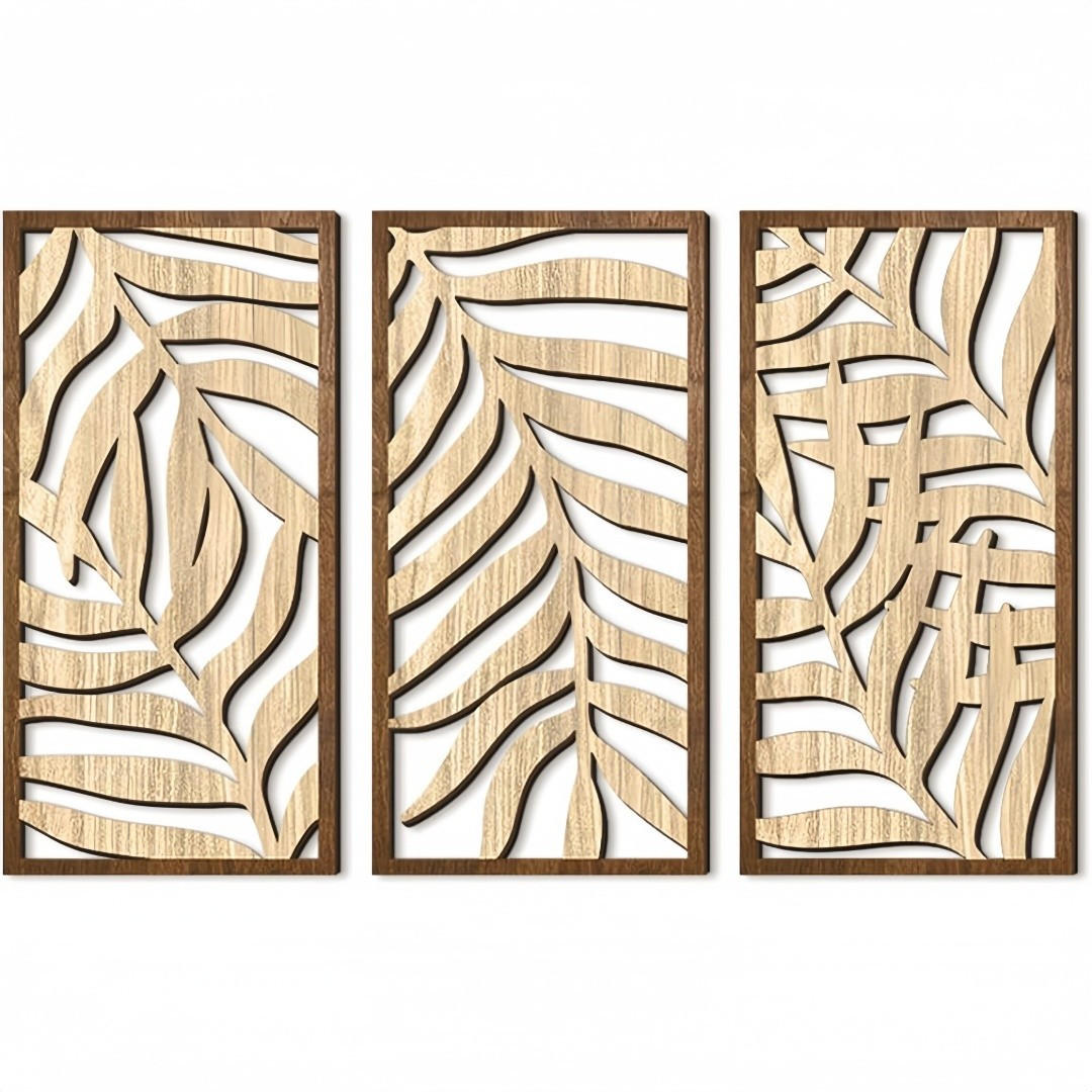 WANDDEKO Natur Blattmotiv 3D Holz Deko，42*22 - Akaziefarben, Holzwerkstoff (40/1cm) - Weltevree