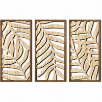 WANDDEKO Natur Blattmotiv 3D Holz Deko，42*22 - Akaziefarben, Holzwerkstoff (40/1cm) - Weltevree