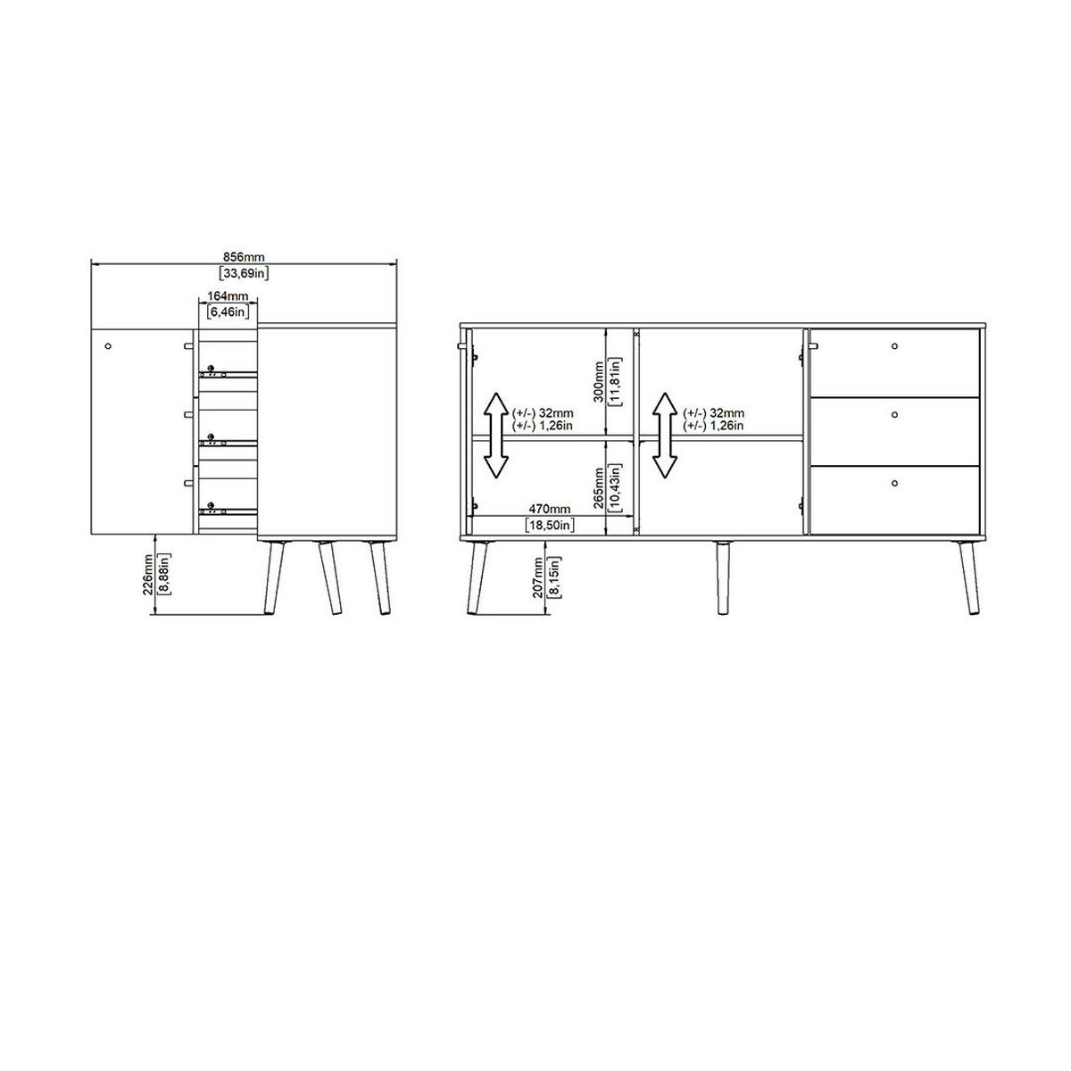 SIDEBOARD, Bodo, Grau, Holzwerkstoff, 148 x 40 x 82 cm - Grau, Holzwerkstoff (148/82/40cm) - ebuy24