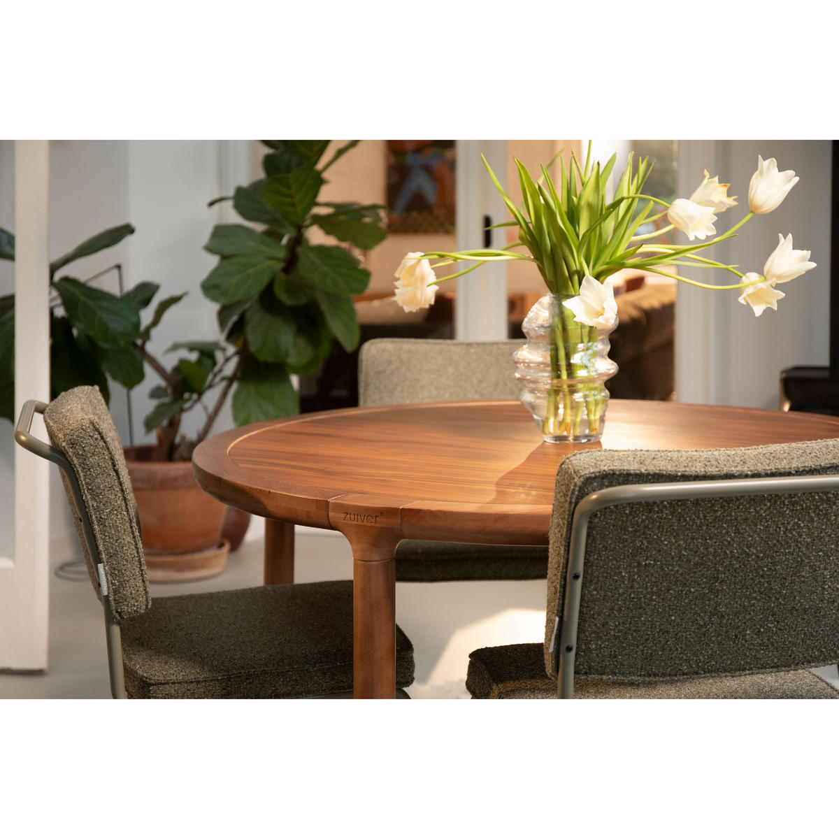 ESSTISCH Storm Rund 128 cm Walnussfarbe - Braun, Holz (128/128/75cm) - Zuiver