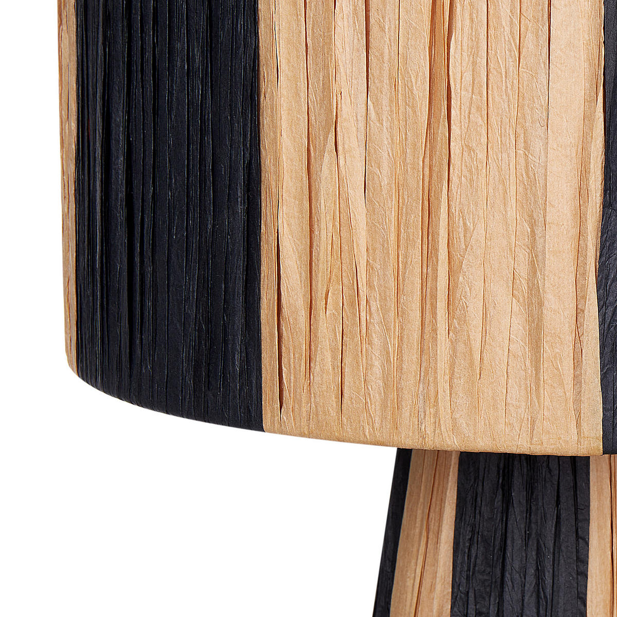 TISCHLEUCHTE Naturfarben/Schwarz Welmel - Schwarz/Naturfarben, Naturmaterialen (25/25/41cm) - Beliani