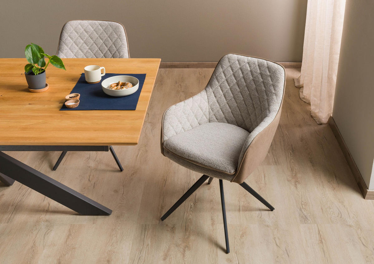 STUHL 100% Polyester 55 x 60 x 86 cm hellbraun / grau POLSTERSTÜHLE - Braun, Kunststoff (55/86/60cm) - Massivmoebel24