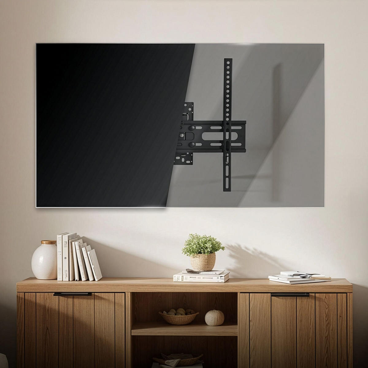 TV-WANDHALTERUNG, bis 50 kg, schwarz - Schwarz, Metall (8.1/43/44.5cm) - tectake