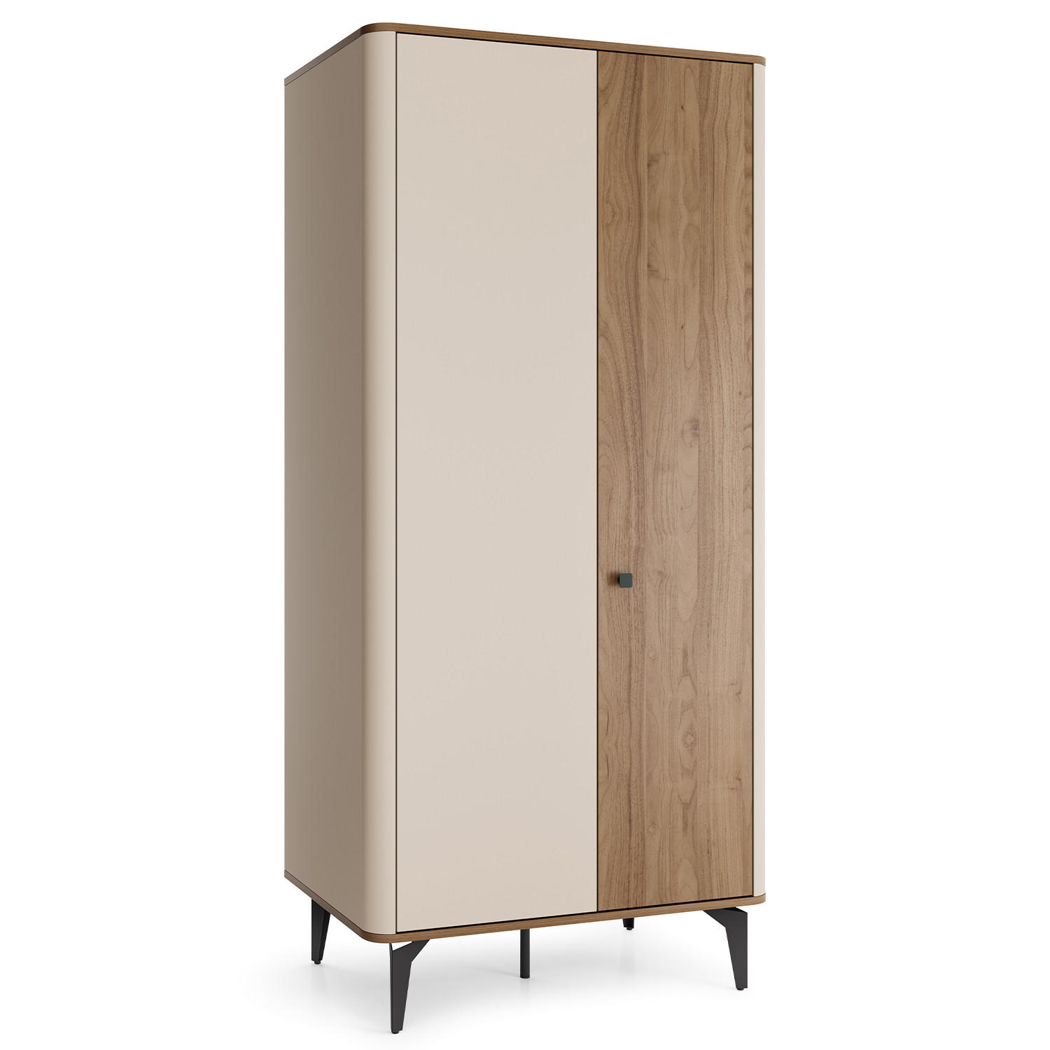 DREHTÜRENSCHRANK Aurora, 2-türig mit Regalfächern, Kleiderstange & hohen Beinen - Kaschmir/Nussbaumfarben, Holzwerkstoff/Metall (88/190/52cm) - Beautysofa