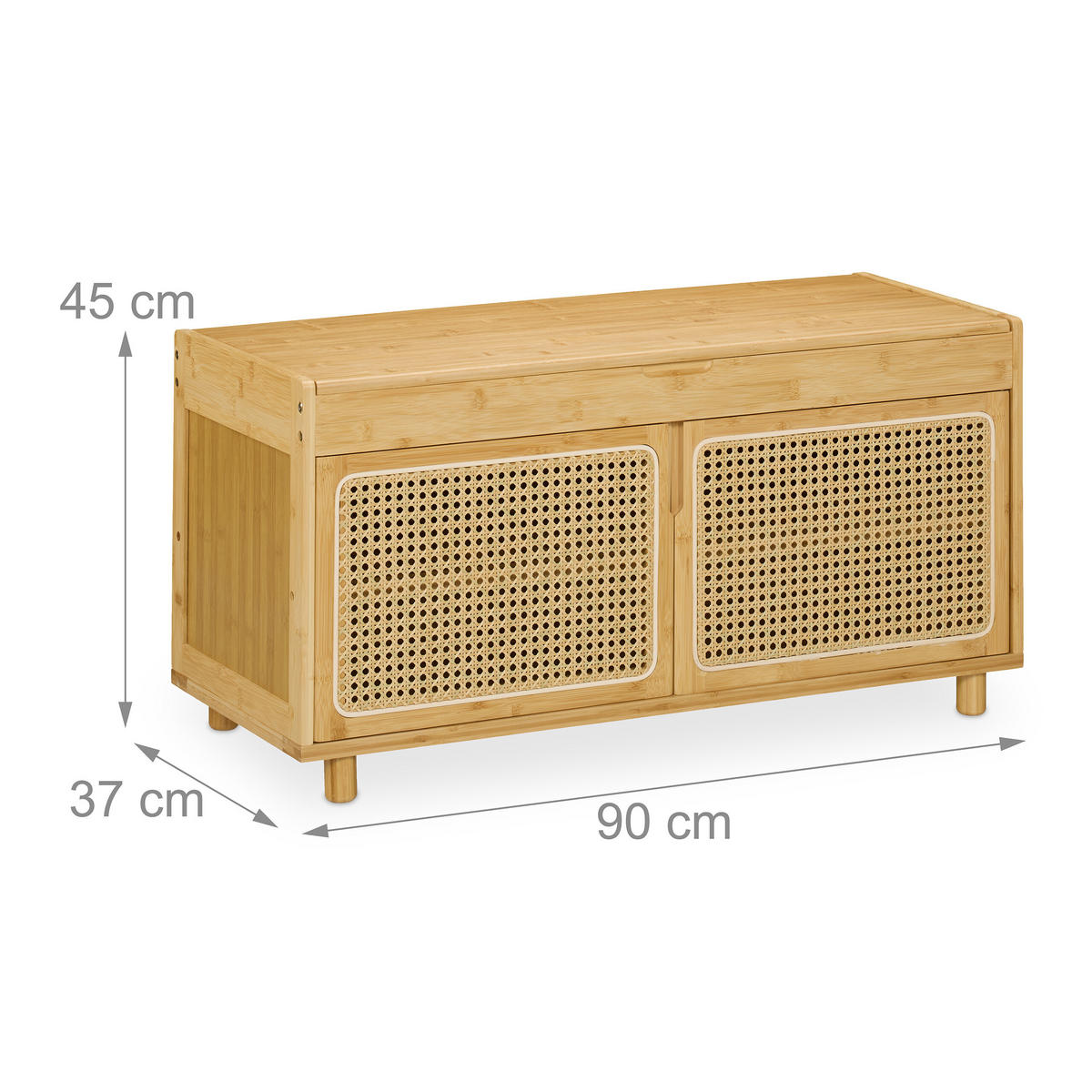 SCHUHBANK - Hellbraun, Holz/Kunststoff (90/45/37cm) - Relaxdays