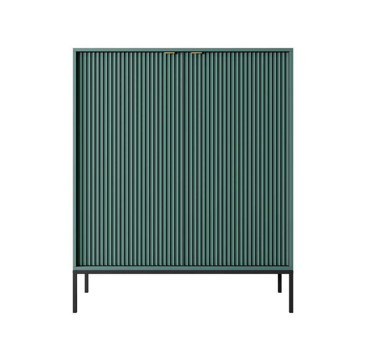 HOCHKOMMODE NOVA Geriffelt, 2-Türen, KOMMODE Schwarz, Schwarze Füße 104x39x cm Labrador - Türkis/Schwarz, Holzwerkstoff/Kunststoff (104/125/39cm) - DomoHome