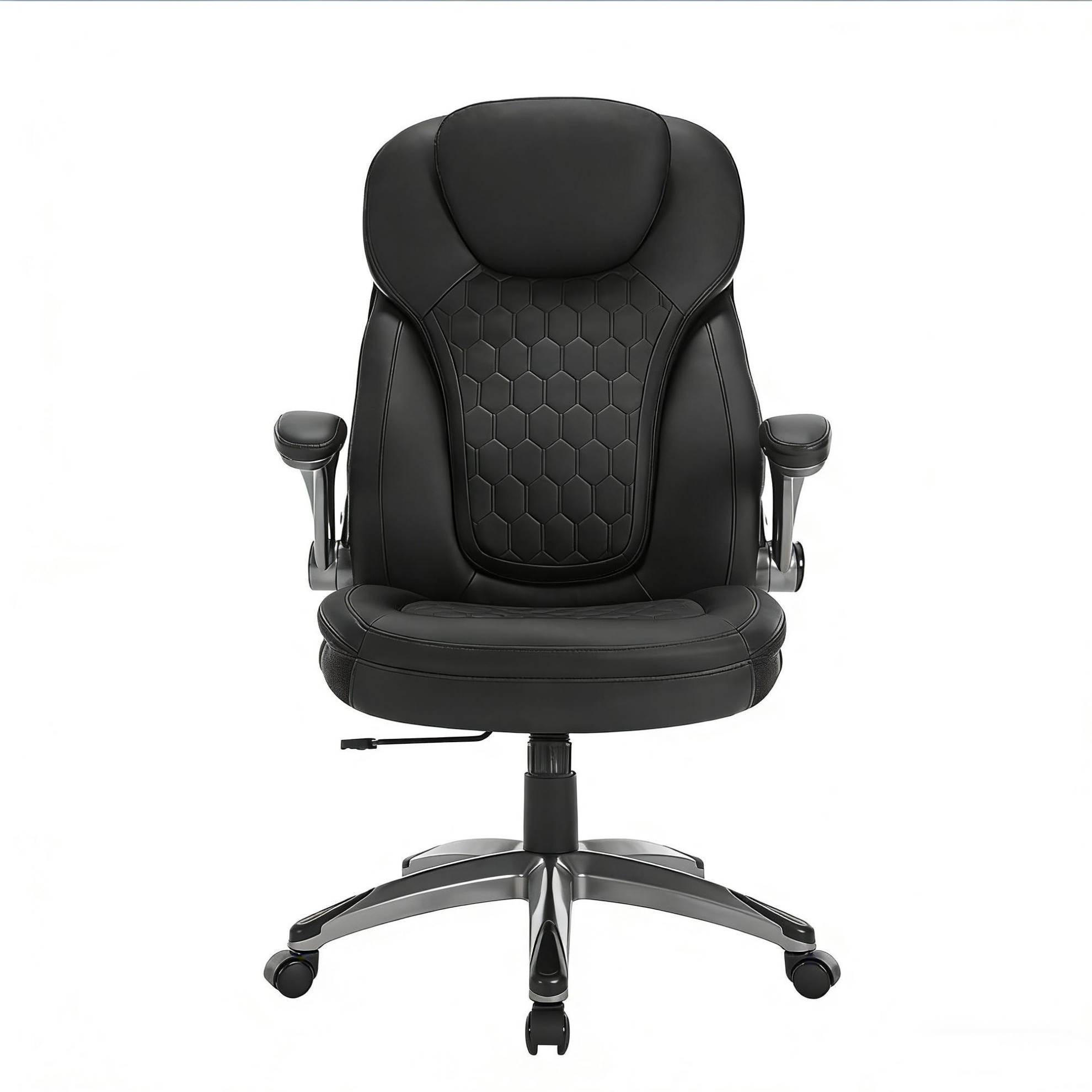 DREHSTUHL 67,5/73/110,5-120 cm schwarz aus PU, Mesh und Metall - Schwarz, Metall (73/120/67.5cm) - OKWISH