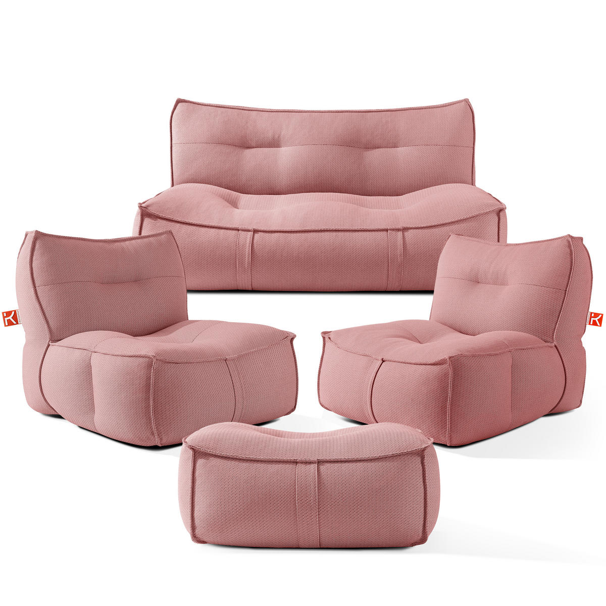 GARTENLOUNGE-SET LOVIA, Möbel-Set, Rot/Weiß - Rot, Textil - KONSIMO®