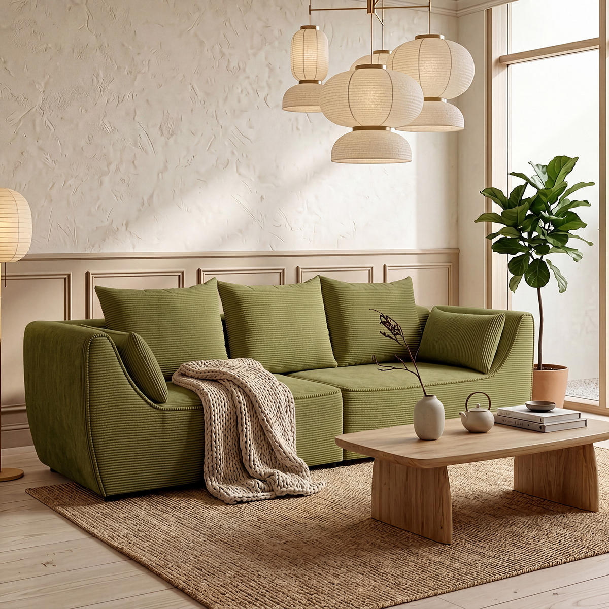 SOFA GRABO mit Schlaffunktion, Grün - Grün, Textil (260/75/145cm) - Fedve
