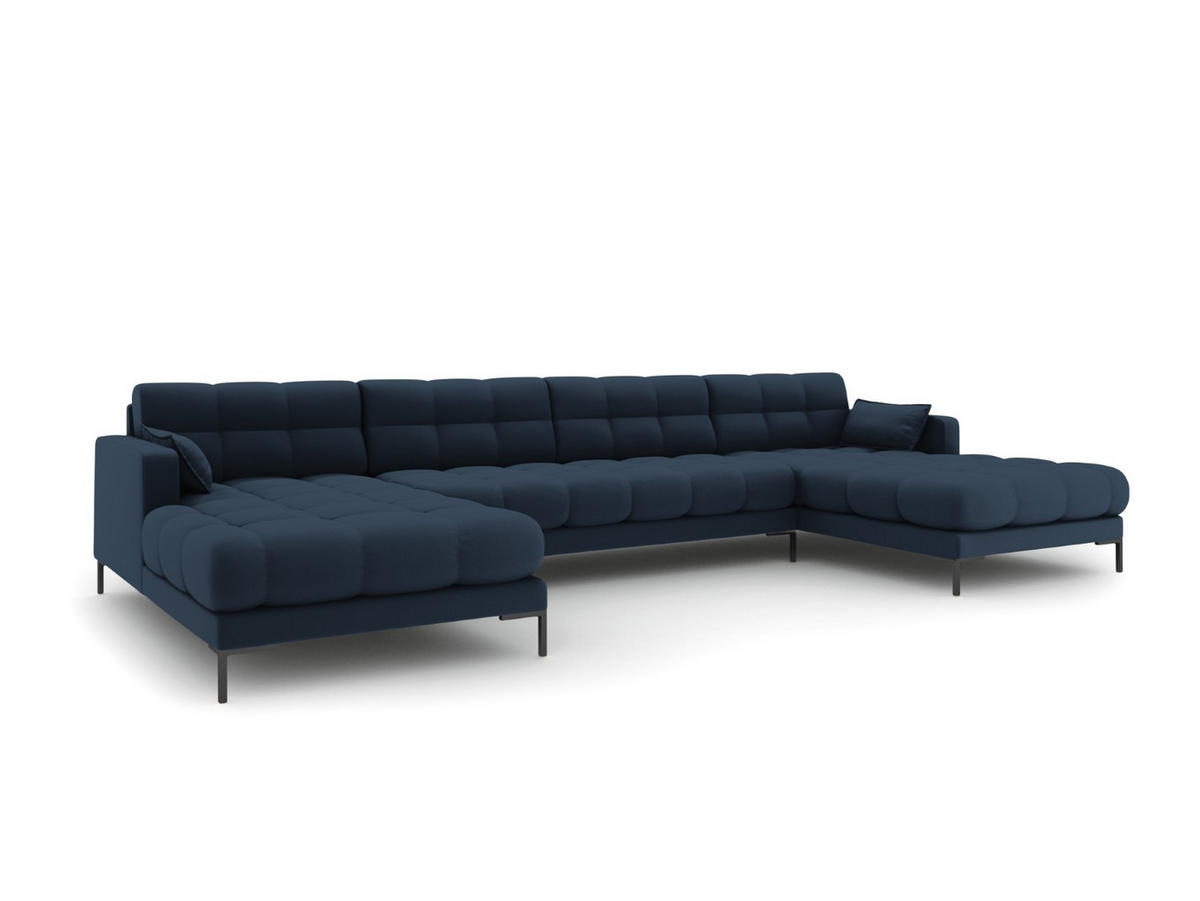 PANORAMASOFA Mamaia aus strukturiertem Stoff blau 6 Sitzplätze - Blau, Textil (185/75/383cm) - Micadoni
