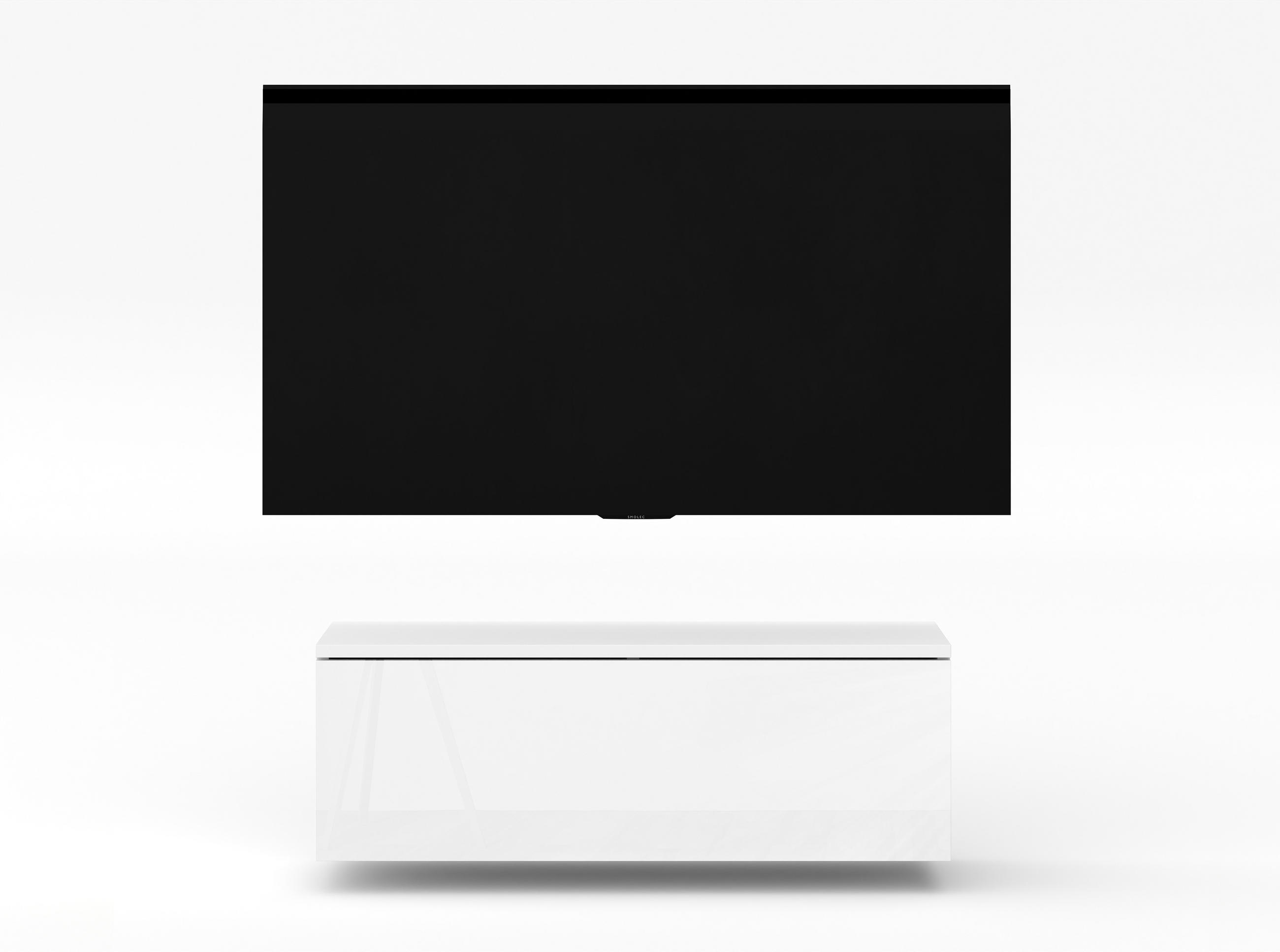 LOWBOARD Loriano 100 Weiß Matt, Hochglanz 100/34/32 cm – TV Lowboard zum Hängen - Weiß, Holzwerkstoff/Kunststoff (100/34/32cm) - AX Living