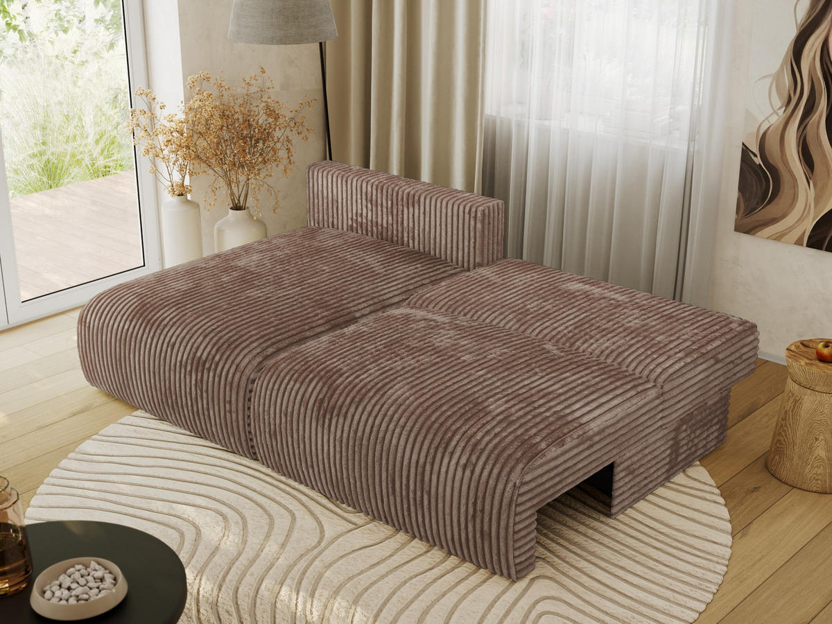 ECKSCHLAFSOFA VIVO L Braun Cord - links - Schwarz/Braun, Kunststoff/Textil (223/150cm) - MKS