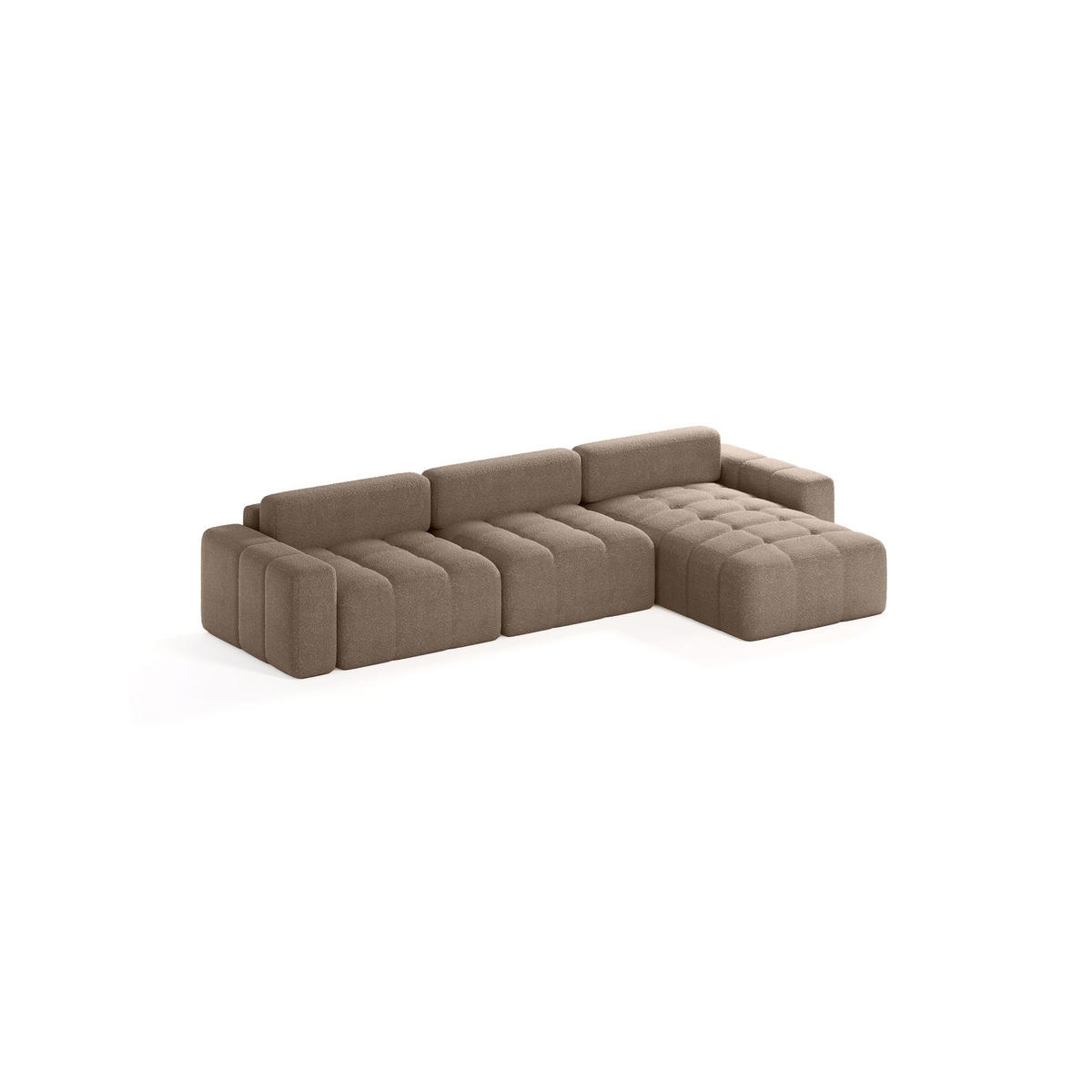 ECKSOFA Bouclé-Stoff 8 Sitzer Bornum So, Braun - Braun, Textil (346/170cm) - Meblito