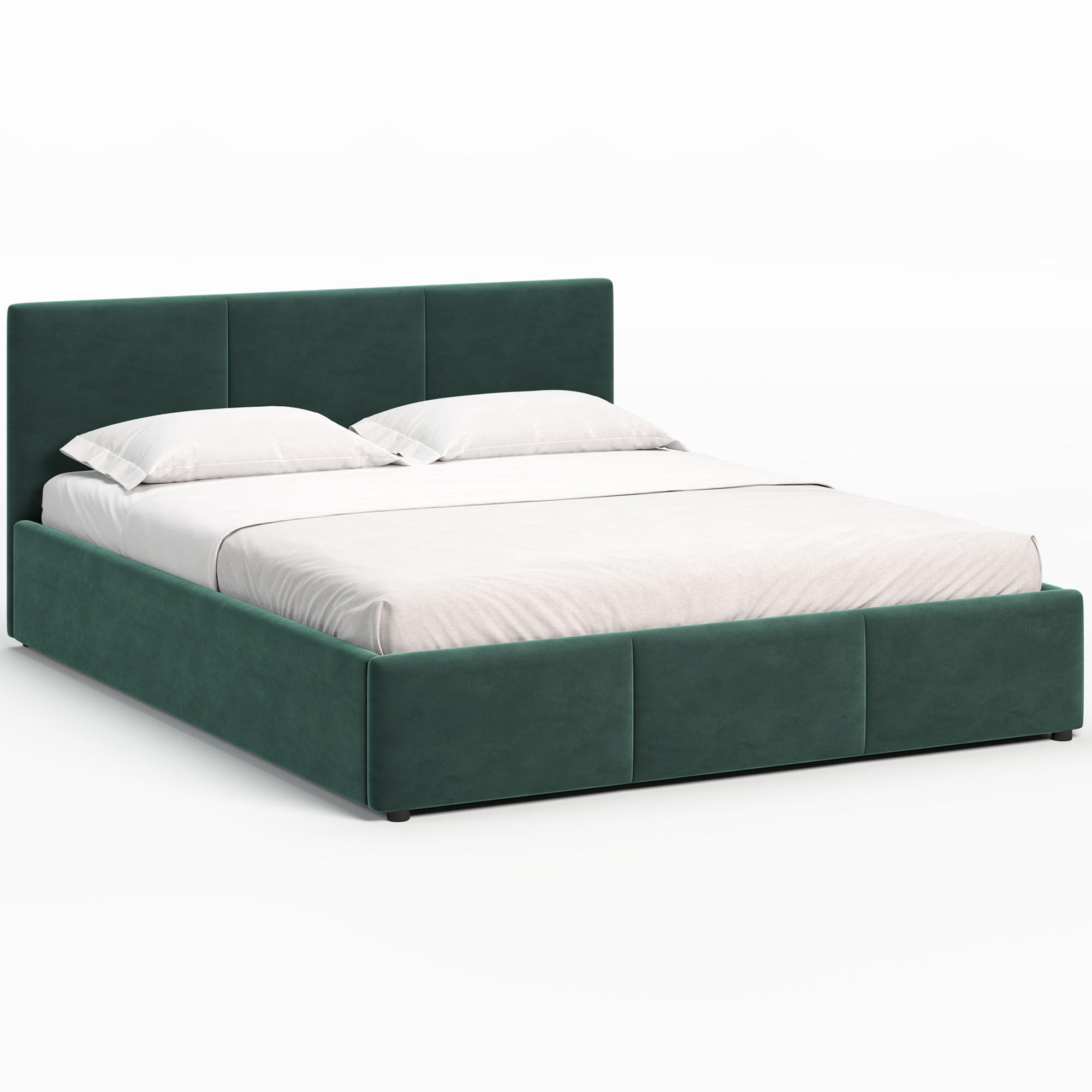 POLSTERBETT 140×200 mit Bettkasten und Lattenrost Nela HLR-57 Flaschengrün Velours - Dunkelgrün, Holz/Textil (140/200cm) - Jana