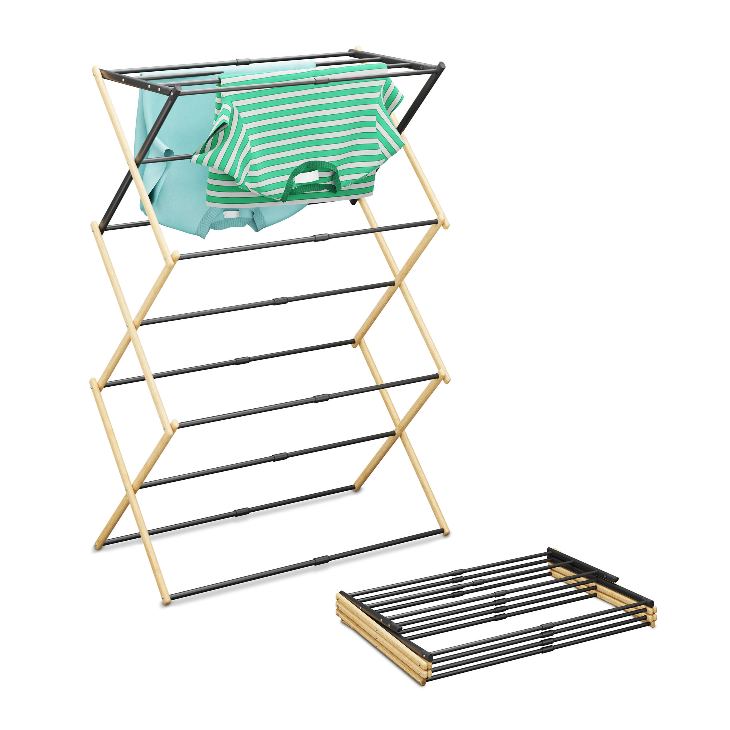 SUŠIAK na prádlo - viacfarebná, kov/drevo (74/107/37cm) - Relaxdays