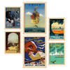 POSTER Set Mit 6 Land Und Städte Vollfarbige Illustrationen Von Vintage Tourismus Werbetafeln Aus Der Ganzen Welt A3 & A4 Rahmen Aus Hellem Holz - Beige, Papier (29/3cm) - Nacnic