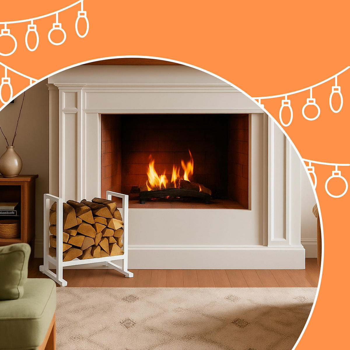 KAMINHOLZREGAL - Weiß, Metall (60/62/49cm) - Relaxdays