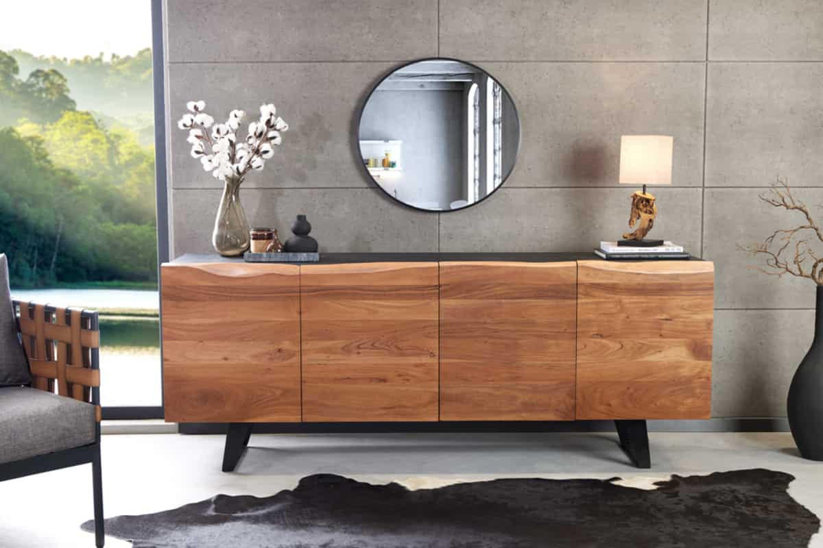 SIDEBOARD ORGANIC ARTWORK Akazie 180cm - Schwarz/Braun, Holz/Metall (180/75/45cm) - riess-ambiente