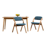 KLAPPSTUHL DE-36260 2er-Set mit gepolstertem Sitz Blau - Blau, Holz (54/60/79cm) - ComfortXL