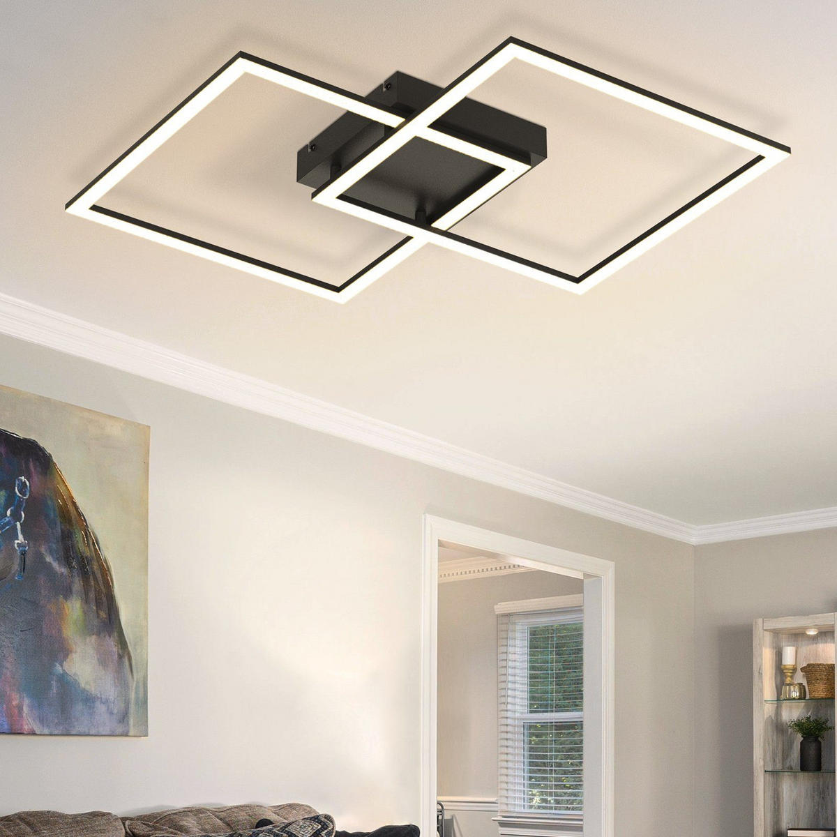 LED-DECKENLEUCHTE Friedhelm 54/54/7.5 cm - Schwarz, Metall (54/54/7.5cm) - Nettlife