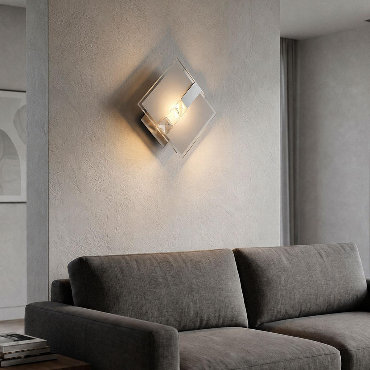 LED WANDLEUCHTE Chrom, Glas, Silber - Silberfarben, Glas (15/9/12cm) - Globo Lighting