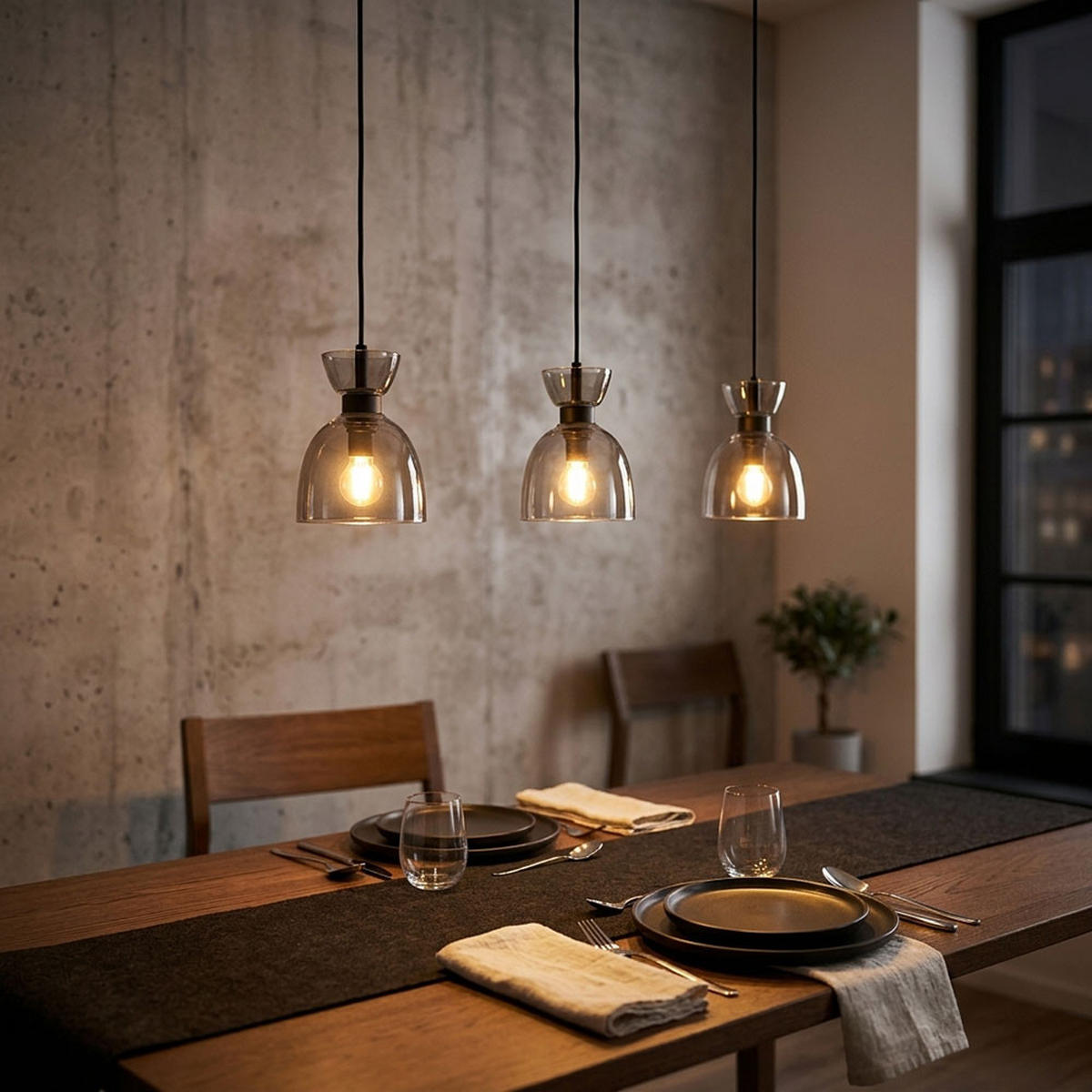 LED PENDELLEUCHTE Metall Glas Grau rauchfarbe - Schwarz, Glas (65/13/120cm) - Globo Lighting