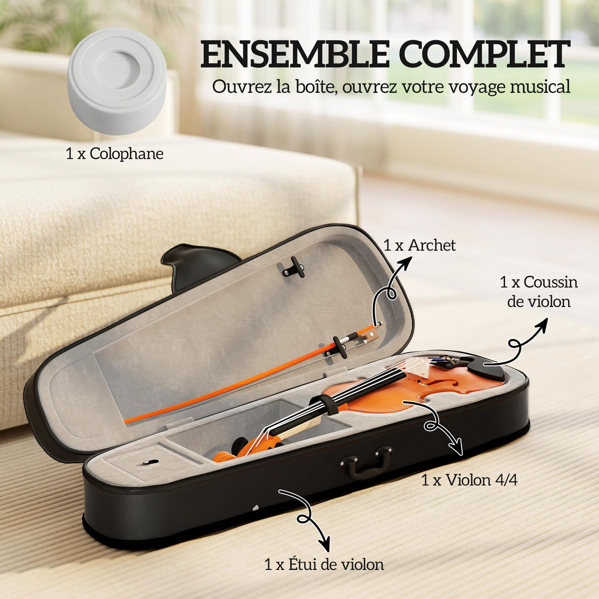 VIOLINE DE-18664 4/4 Größe, Komplettset für Anfänger Braun - Braun, Holzwerkstoff (21/7/60cm) - ComfortXL