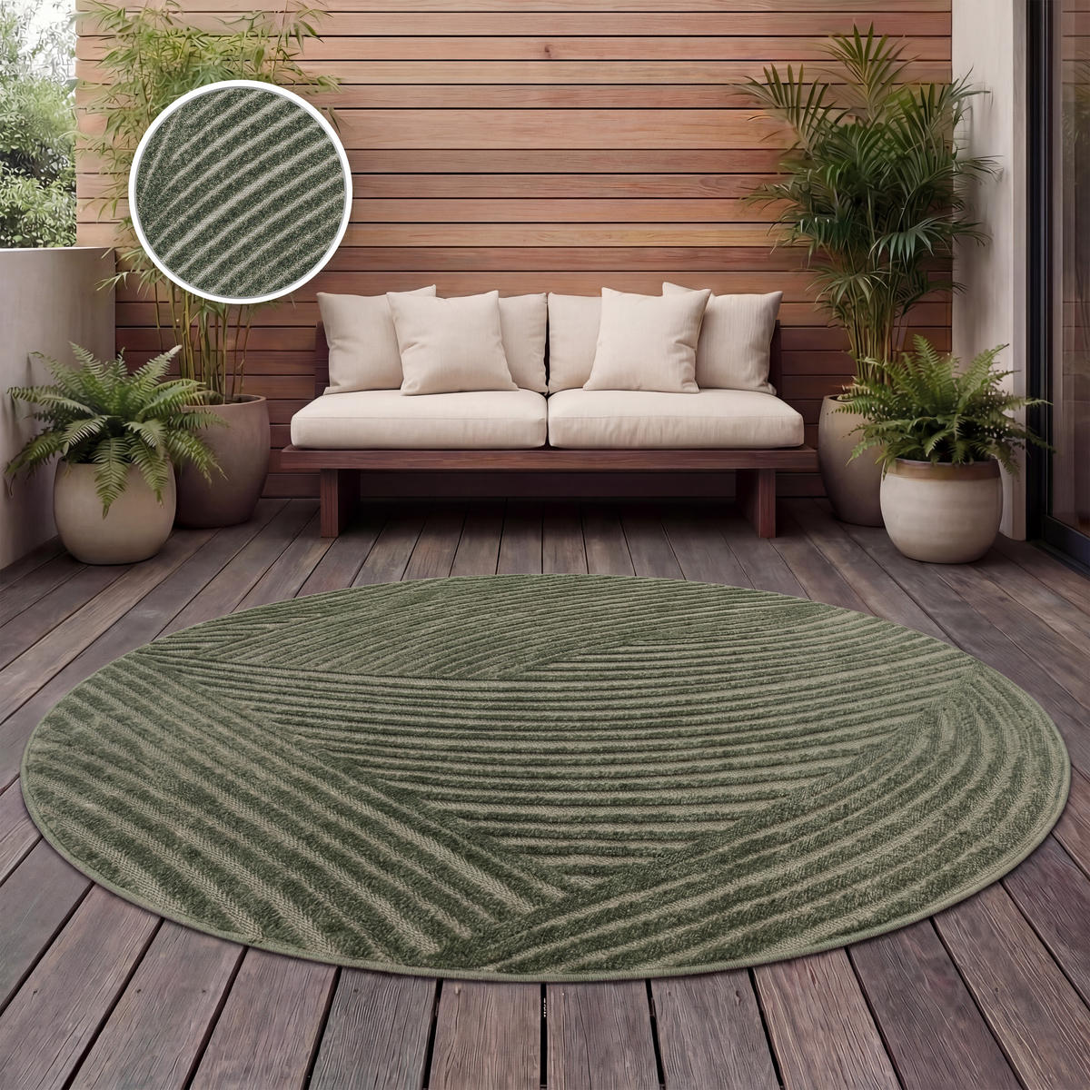 OUTDOORTEPPICH 160/160 cm Cotton 235 - Grün, Textil (160/160cm) - Paco Home