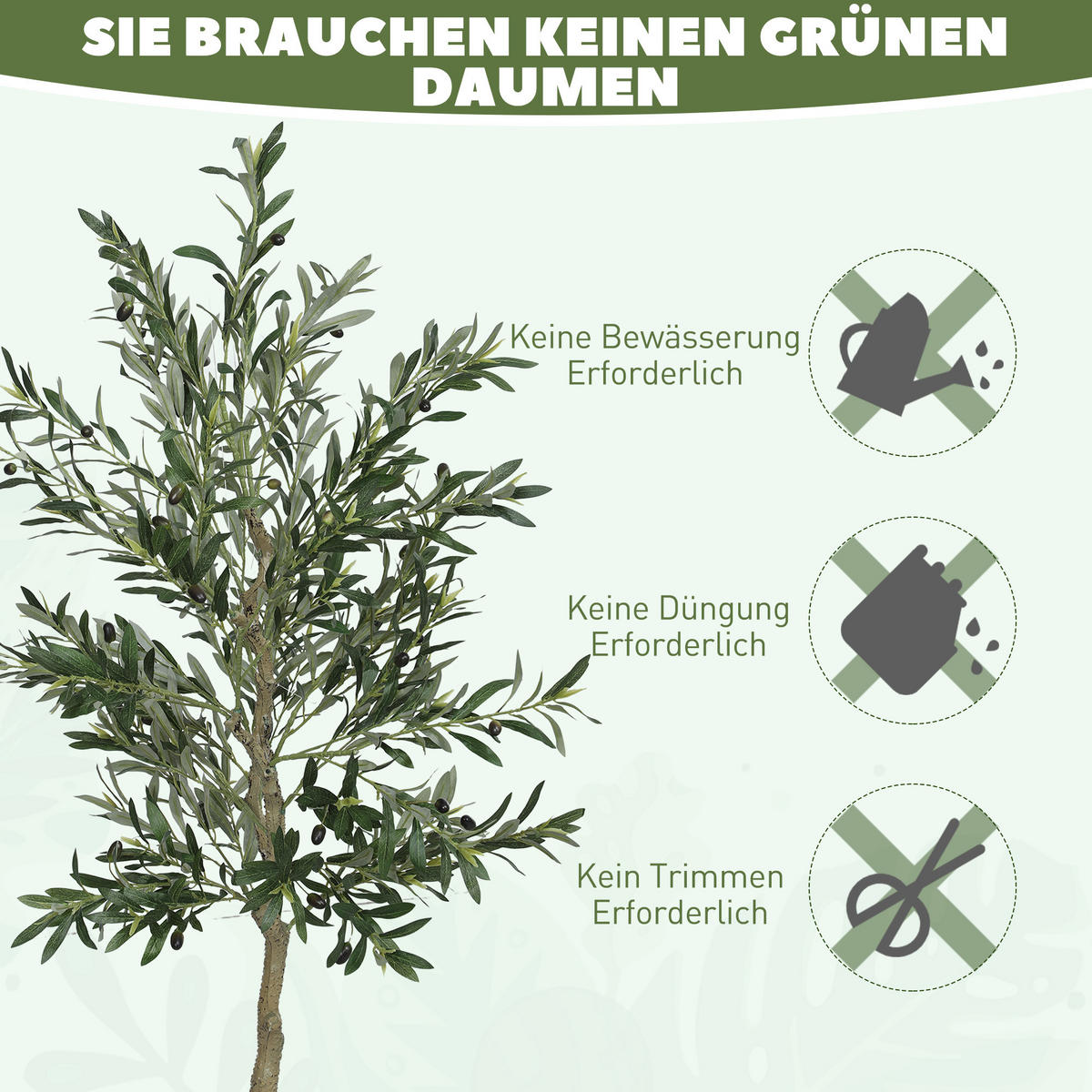 KÜNSTLICHE-PFLANZE Seidenartiger Stoff Kunststoff Grün - Grün, Kunststoff (180cm) - HOMCOM