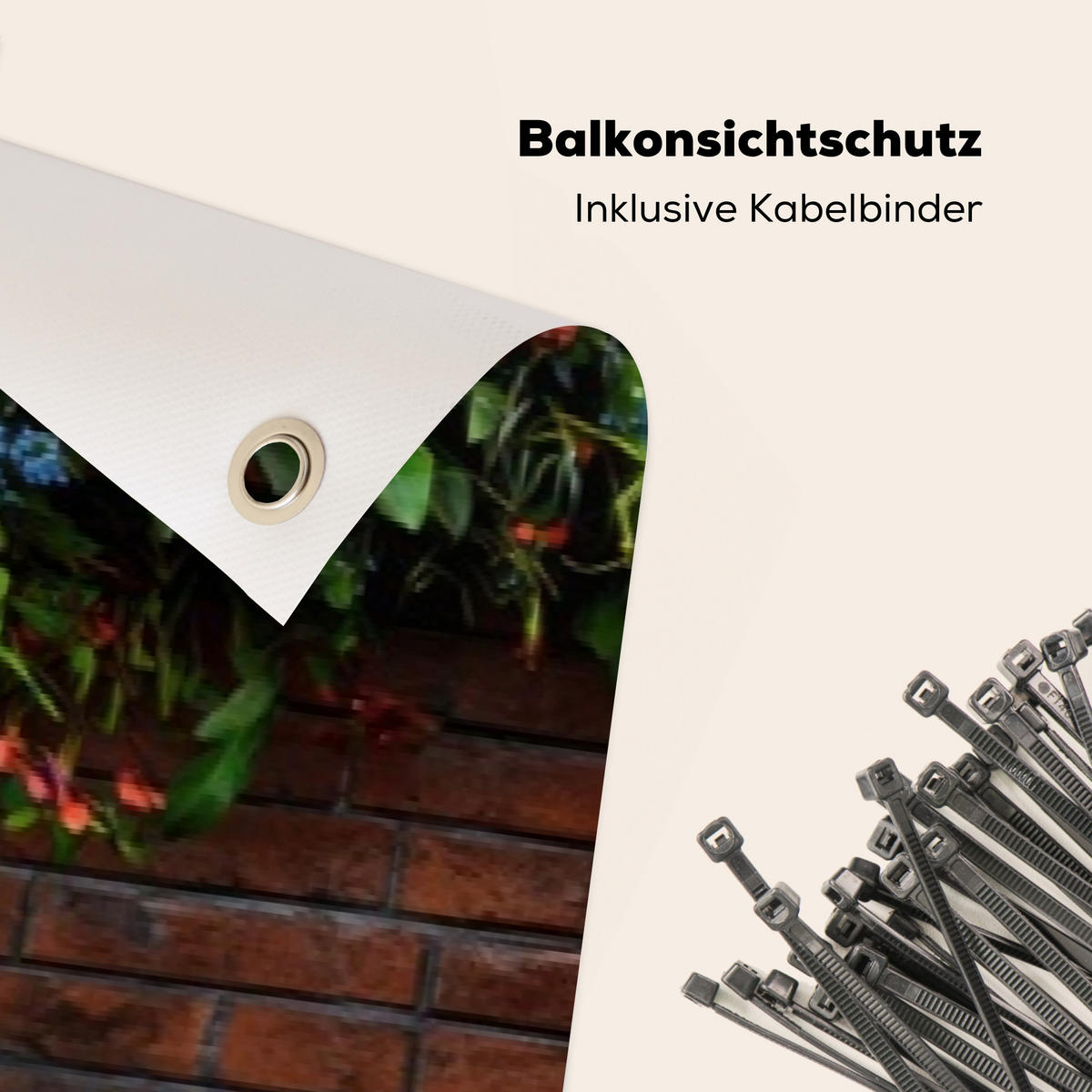 BALKON-SICHTSCHUTZ Blumen - Wand - Grün - Orange - Rotbraun, Kunststoff (500/100cm) - MuchoWow