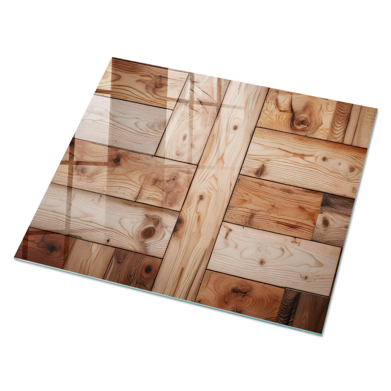 GLASPLATTE 80x60 cm – Holzstruktur - Braun, Glas (0.4/80/60cm) - ArtPrintCave