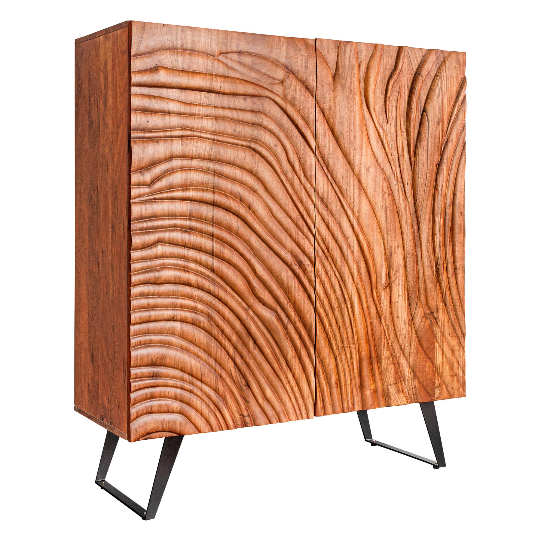 HIGHBOARD FLUI Akazie Braun 120cm - Schwarz/Braun, Holz/Metall (100/120/38cm) - riess-ambiente