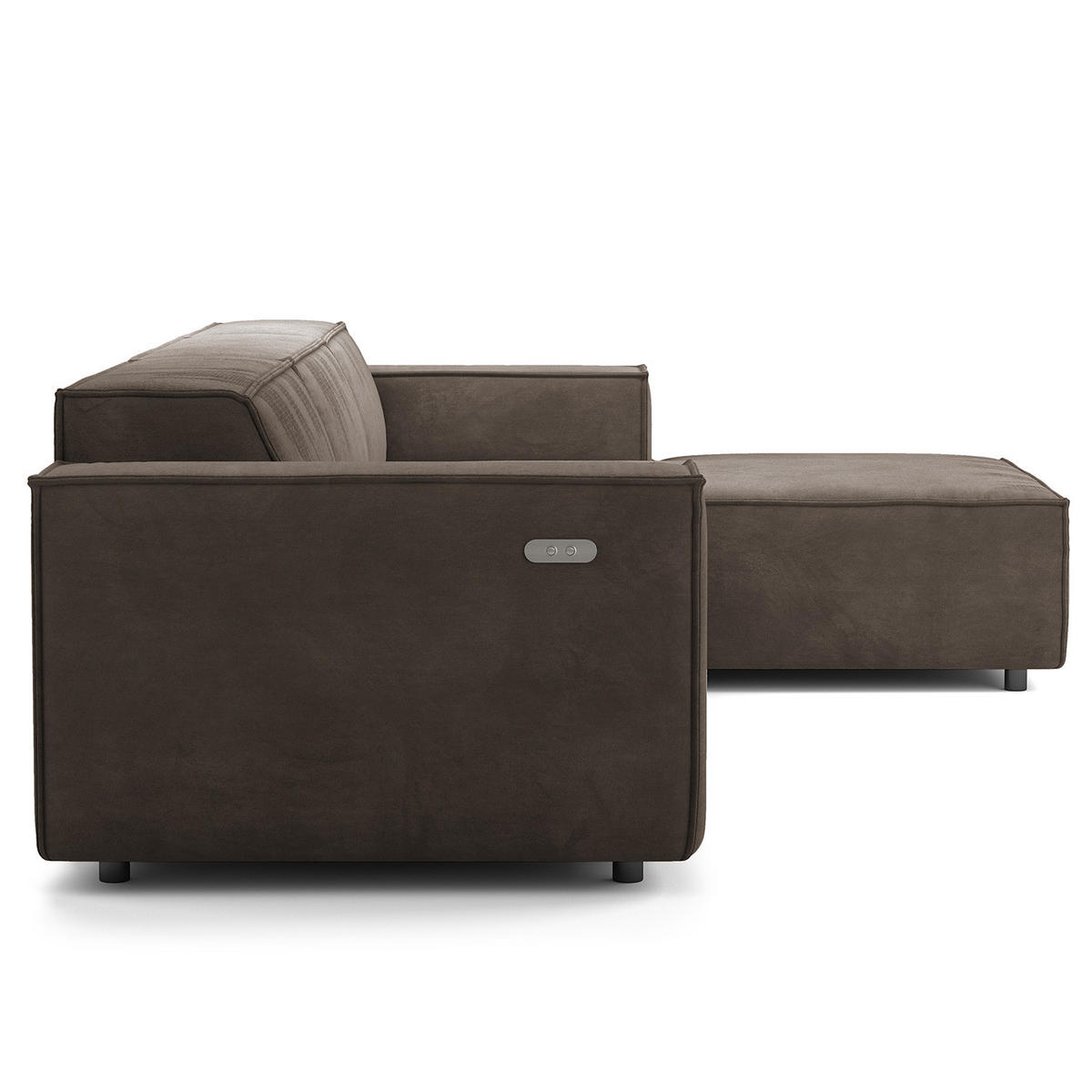 ECKSOFA mit Longchair - Taupe/Schwarz, Kunststoff/Textil (294/177cm) - home24