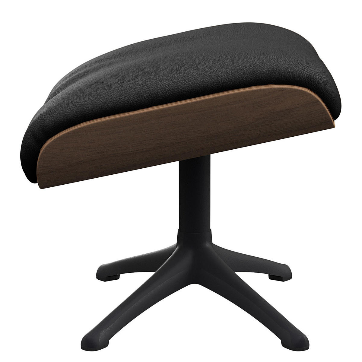 POLSTERHOCKER - Echtleder - Schwarz, Leder/Metall (49/39/44cm) - home24