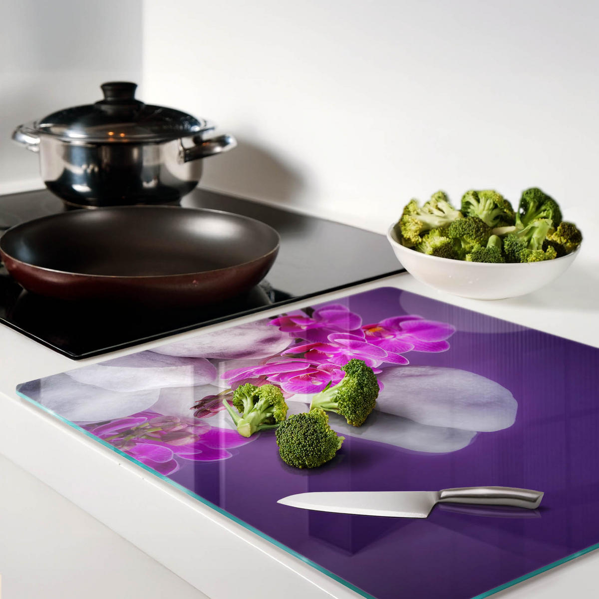 GLASPLATTE 60x52 cm Orchidee - Lila, Glas (60/0.4/52cm) - TULUP