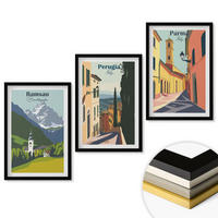 WANDBILDER 3er-Set - 40x60 cm Schwarzer Rahmen - Berglandschaften und Italien - Schwarz, Kunststoff (40/60cm) - ArtPrintCave