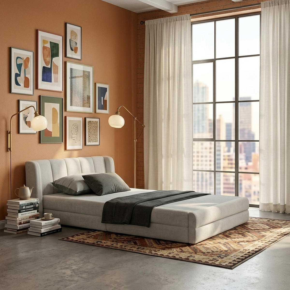 POLSTERBETT 90/200 mit Chenille und gepolstertem Kopfteil in Beige - Beige, Holzwerkstoff/Textil (90/200cm) - EVRYAE