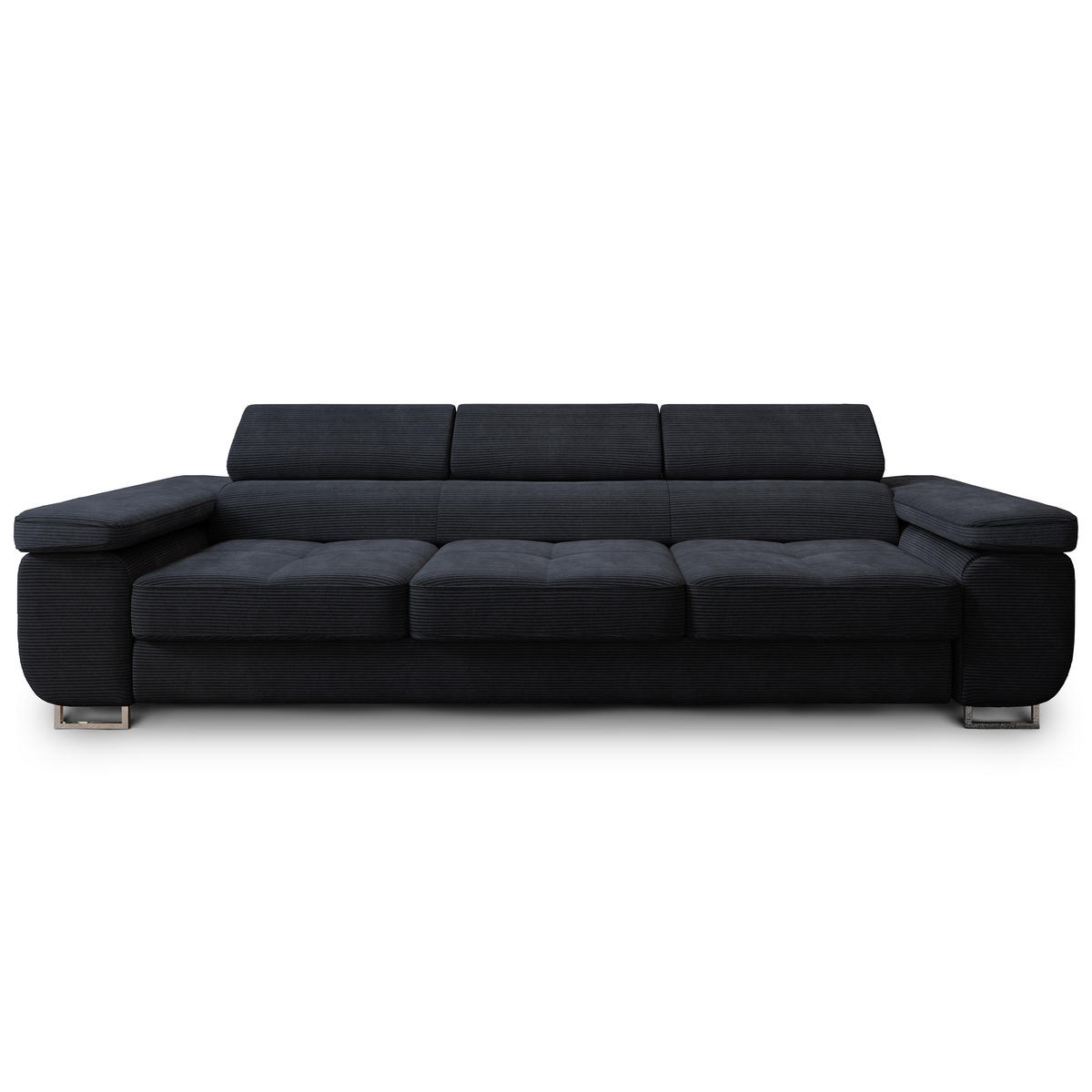 BETTSOFA MOSINE Schwarz Kordstoff mit Schlaffunktion - Anthrazit, Textil (281/87/98cm) - MASSENO