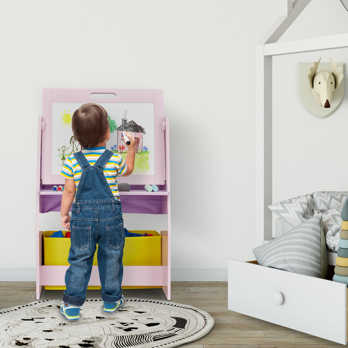KINDERREGAL - Rosa, Holz/Holzwerkstoff (52/84/45cm) - Relaxdays