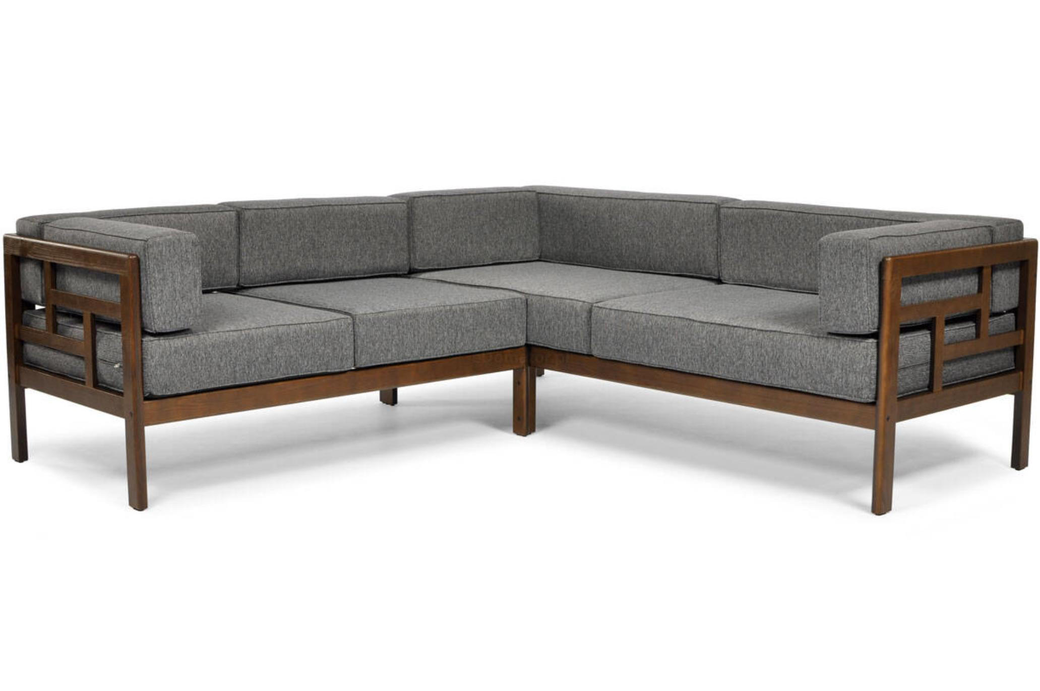 GARTENECKE Eden Graphit, mit Braun Gestell - Graphitfarben/Braun, Holzwerkstoff (202/72/209cm) - Bettso