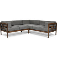 GARTENECKE Eden Graphit, mit Braun Gestell - Graphitfarben/Braun, Holzwerkstoff (202/72/209cm) - Bettso